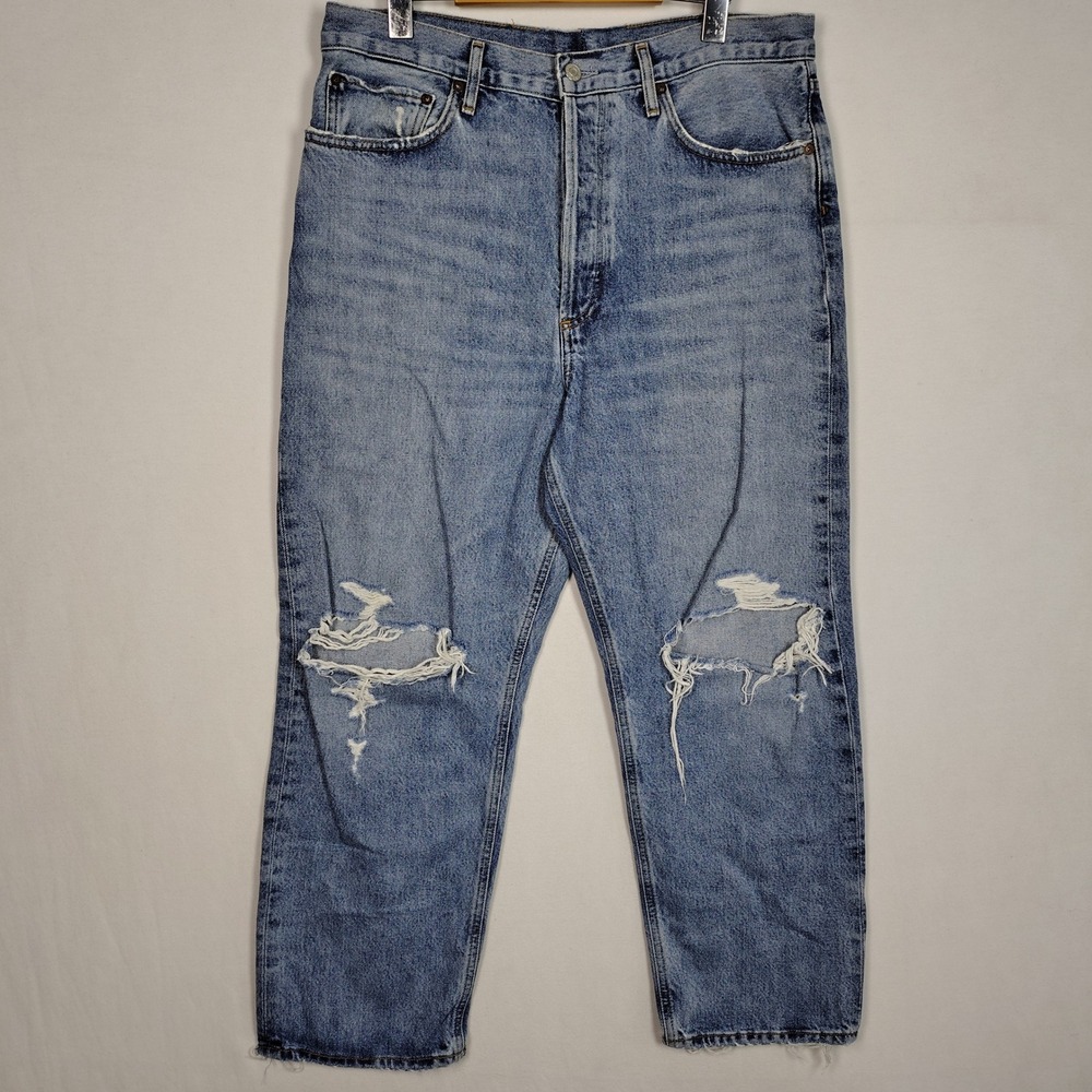 AGOLDE 90s Straight Leg Distressed Jeans Light Wash Blue High Rise A173B-1206